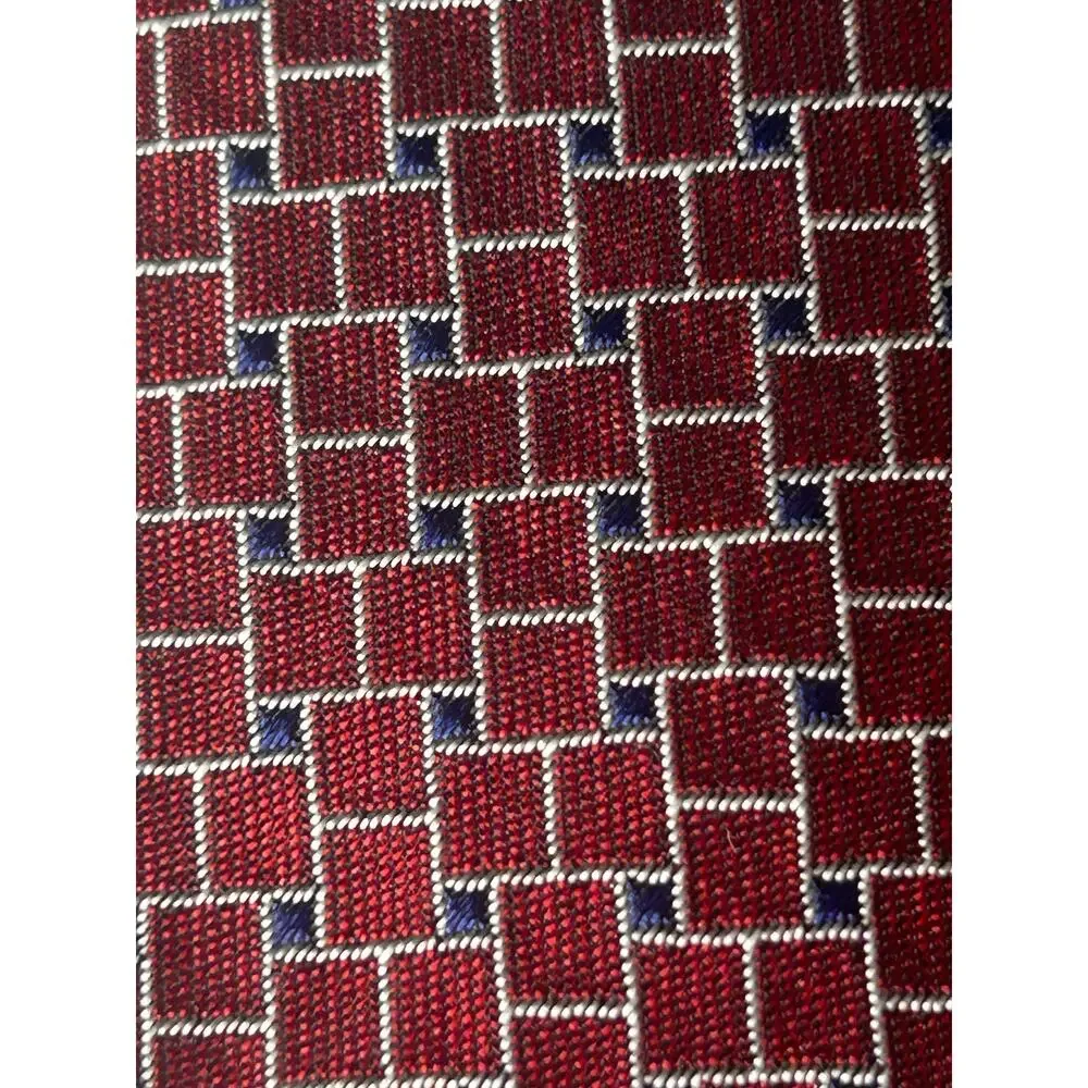 Lauren Ralph Lauren Vintage Burgundy 100% silk necktie textured geo squares